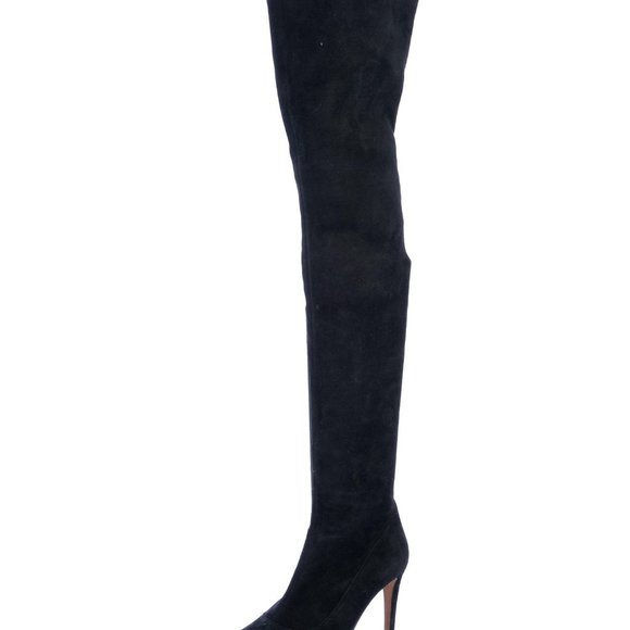 Sergio Rossi Suede Over-The-Knee Boots 37 US 7 - Picture 4 of 5